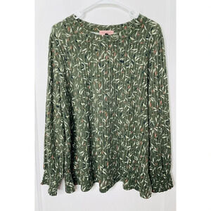 East Adeline Womens Knit Top Sz 2X Side Slit Long Sleeve Stretch Smocked Sleeve